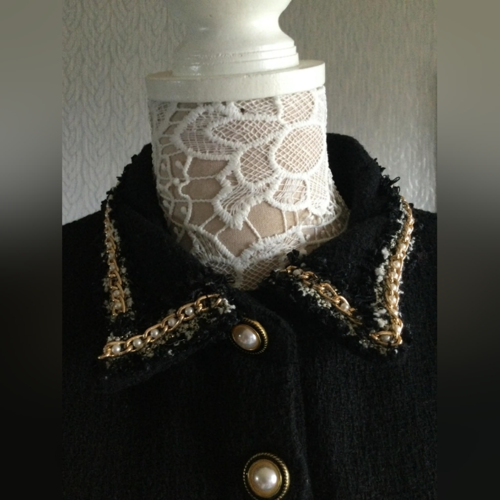 Nanette Lepore Black Blazer with Gold Accents Size Large